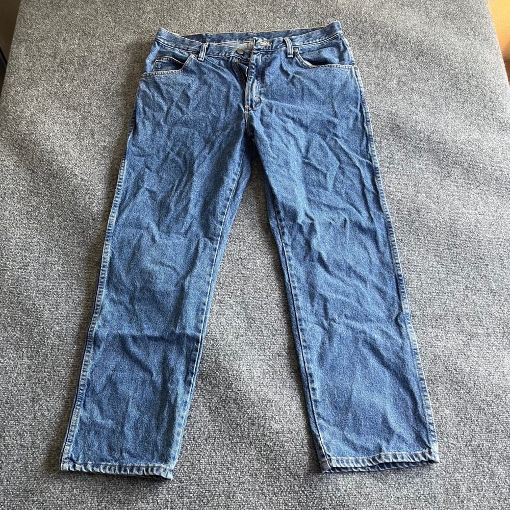 Wrangler Authentic Jeans Mens 36x29 Regular Fit Blue Denim Straight 96501DS